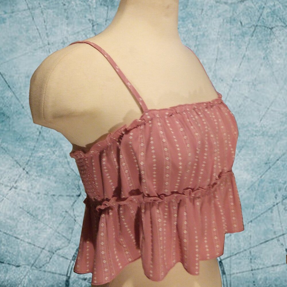 Forever21...Size Med...Dusty Rose Print...Easy Care Fabric...Mid-Driff top